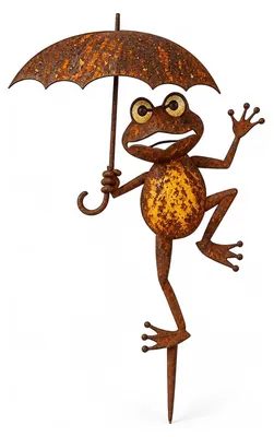 Produktbild von Frosch Gartenstecker Metall Wetterfest, 33 x 17 cm, Rostoptik, Für Blumenbeete Und Rasen