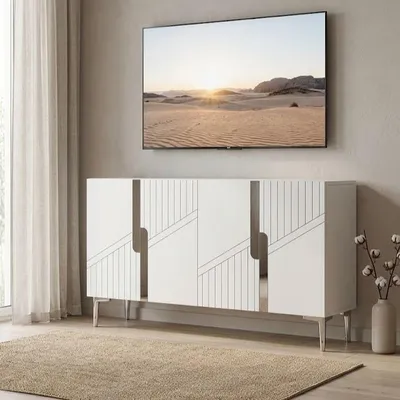 Obrázok produktu pre Skye Decor, kvalitná konzolová stolík, biela/strieborná, 120 cm, 100% melamín
