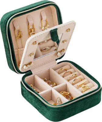Produktbild von INF Reise-Schmuckbox für Ringe, Halsketten und Ohrringe Grasfarbe
