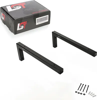 Produktbild von 2x Wandkonsole Waschtischhalterung Regalträger matt schwarz 40 cm Winkel