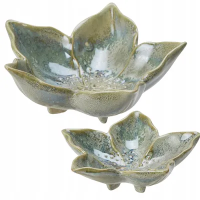 Produktbild von Donika Porzellan Untersetzer Blumenform Grün 2er Set