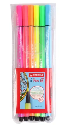 Obrázek produktu pro Prémiové fixy - STABILO Pen 68 - balení 6 kusů - 6 neonových barev