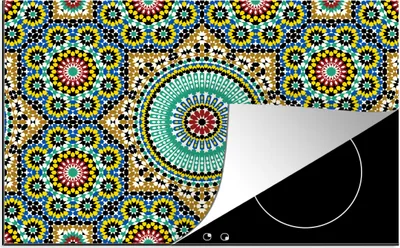 Produktbild von KitchenYeah© Herdabdeckplatte Mosaik - Muster - Mandala , 76x51cm, Küche Deko, Glaskeramikkochfeld Herdabdeckung, Abdeckplatte fùr Kochfeld