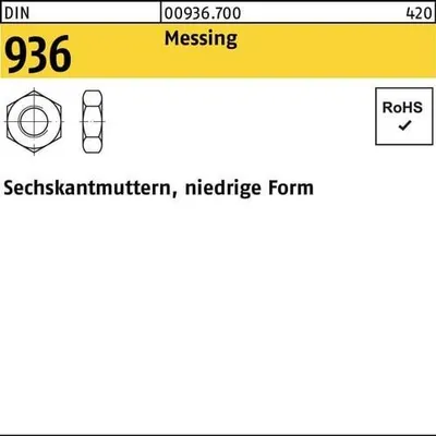 Produktbild von Reyher  Sechskantmuttern DIN 936 Messing M 12 Ms (100 Stück)