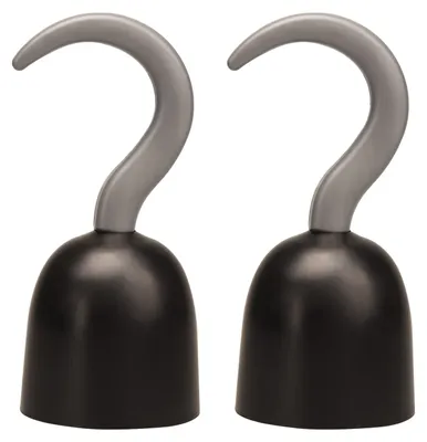 2 Piratenhaken aus Kunststoff, schwarz-silber, für Kostüme