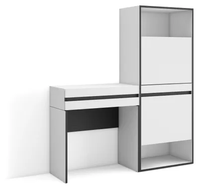 Schuhschrank 130x145x35 cm, 2 Klappen, 2 offene Fächer, Weiß