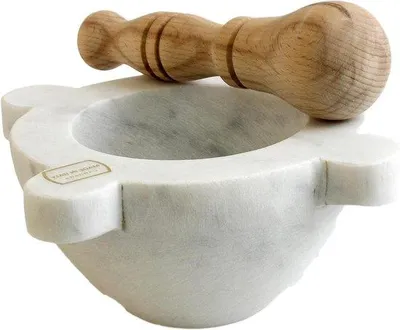 Produktbild von Famanu Mörser mit Stößel - Marmor - 18 cm - Weiß