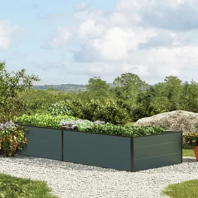 Produktbild von GFP HALFSIZE Aluminium Hochbeet - Platzsparendes & Stabiles Gartenbeet in Anthrazit - 235 x 99 x 39 cm - Ideales halbhohes Modell für Familien-Gartenspaß