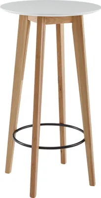 Produktbild von FineBuy Stehtisch Rund 60x110x60 cm Weiß Bartisch für 4 Personen Moderner Tisch für Bar Design Partytisch Holz Hochtisch Eiche Skandinavisch