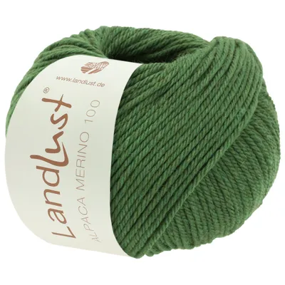 A ball of green yarn with a label.