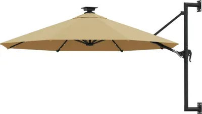 Produktbild von Sonnenschirm zur Wandmontage mit LEDs 300 cm Taupe