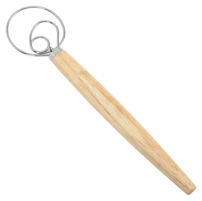 Produktbild von Dänischer Teigbesen - Mit Edelstahl-Drahtschlaufe und Holzgriff - Zum Mischen von Brot- und Backteig - 33 cm Länge