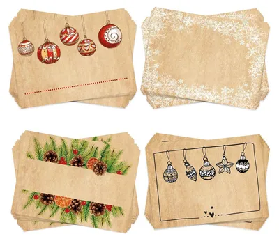 Produktbild von 4 x 50 Weihnachtsetiketten in Kraftpapier-Optik 7,4 x 5,2 cm