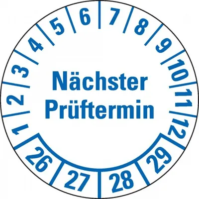 Produktbild von Dreifke® Prüfplakette Nächster Prüftermin 26-29, weiß, Folie, mit Spezialkleb...
