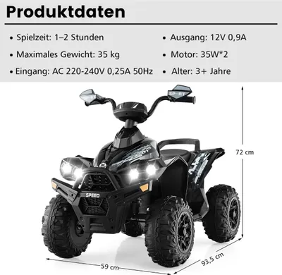 Obrázek produktu pro 12V dětská elektrická čtyřkolka s hudbou, klaksonem a LED světly