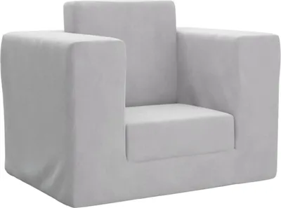 Obrázek produktu pro Dětská rozkládací pohovka světle šedá měkký plyš
