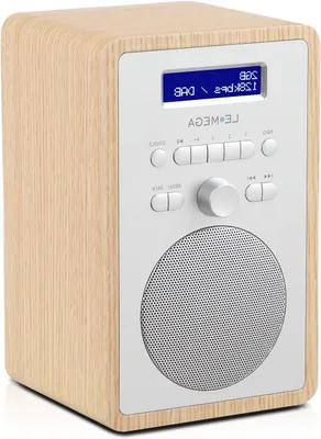 Productafbeelding van Digitale Radio - DAB FM - Muziek Luisteren - Dubbele Alarmklok - 112 x 126 cm - Wit Eiken