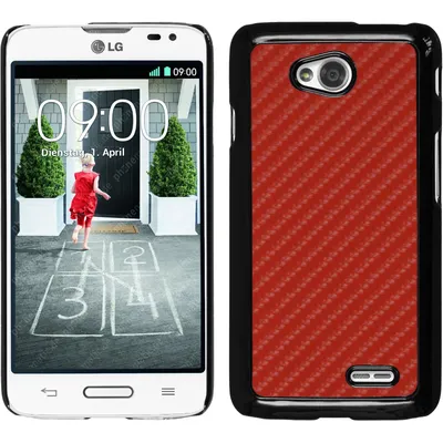 Produktbild von PhoneNatic Case kompatibel mit LG L70 - Hülle rot Carbonoptik Hard-case + 2 Schutzfolien