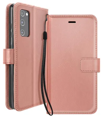 Produktbild von Mayaxess, Klapphülle für Samsung Galaxy S20 FE mit Handschlaufe und Standfunktion, Roségold