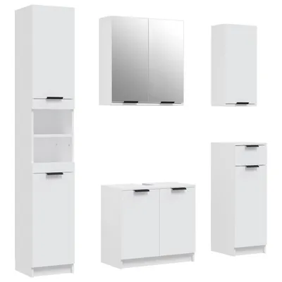 Produktbild von 5-tlg. Badmöbel-Set Weiß Holzwerkstoff
