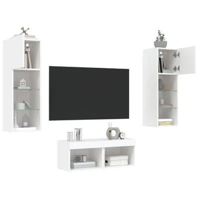 Image de Maison Exclusive - Ensemble de salon 4 pièces avec éclairage LED blanc