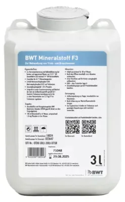 Obrázok produktu pre BWT minerálna látka F3, pre stredne tvrdú, mierne agresívnu vodu, kanister s objemom 20 l, 1 ks.