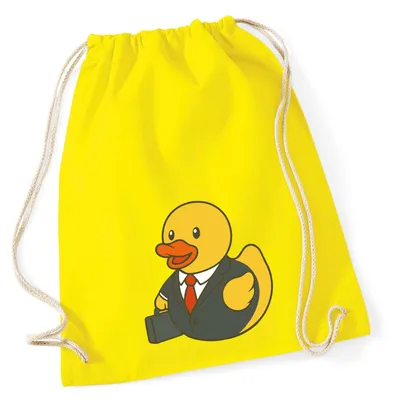 Produktbild von Huuraa Turnbeutel Quietscheente Chef Comic Gummiente 12 Liter Yellow Baumwolle Rucksack Geschenkidee