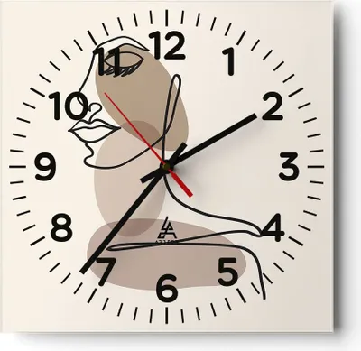 Produktbild von Wanduhr - Quadrat - Glasuhr - Linie Kunst Boho - 40x40cm - Schleichendes Uhrwerk - Lautlos - zum Aufhängen bereit - Dekoration Modern - Wanddekoration aus Glas - C4AC40x40-4728