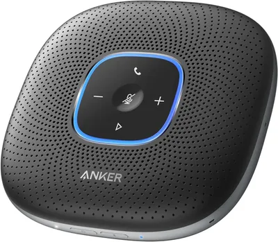 Produktbild von Anker PowerConf Bluetooth Konferenzlautsprecher mit 6 integrierten Mikrofonen, verbesserter Tonaufnahme, 24 St. Akku, USB-C Konnektivität, für Homeoffice (Schwarz)