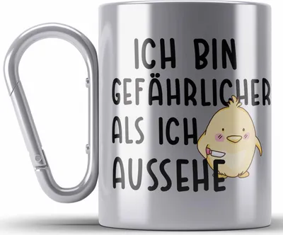 Produktbild von Trendation - Lustige Edelstahl Tasse Karabiner Kollege Kollegin Geschenk Lustiger Spruch Karabiner Edelstahl Tasse Karabiner Edelstahl Sprüche Sarkasmus Edelstahl Tasse Karabinern mit Sprüchen (Silber)