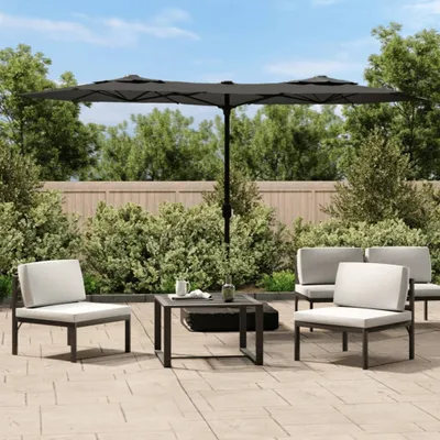 Image de Maison Exclusive - Parasol double, couleur anthracite, dimensions 316 x 145 cm