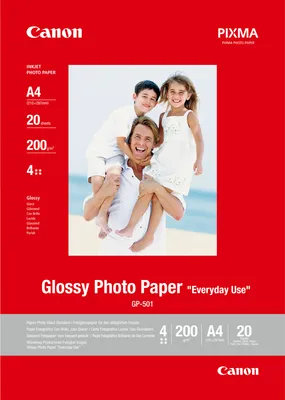 Zdjęcie produktu dla Canon GP-501 - błyszczący - biały - A4 (210 x 297 mm) 20 arkuszy papieru fotograficznego
