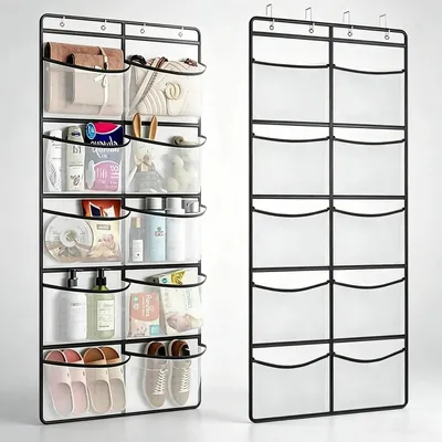 Wandorganizer mit 10 Fächern, 4 Haken, Vliesstoff, Grau