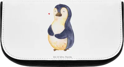 Produktbild von Mr. & Mrs. Panda kosmetiktäschchen Pinguin Diät - Weiß - Geschenk, Selbstliebe, Abnehmen, Motivation, kulturtäschchen, Kulturbeutel, Schminktasche, Organizer, glücklich