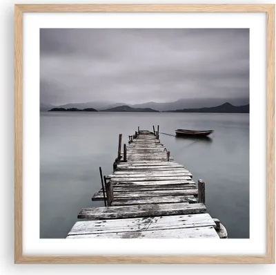 Produktbild von Gerahmtes Poster - Rahmen in heller Eiche - Brücke See - 50x50 cm - Wand Bild - Wanddeko - Wandbilder - Kunstposter - Wandposter - Bilderrahmen - Bilder - Kunstdruck - Wandbild - P2NAC50x50-3547