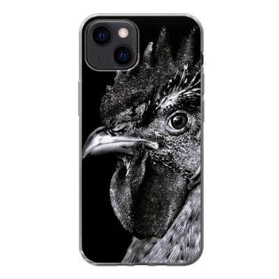 Produktbild von MuchoWow® Handyhülle Schutzhülle Hülle für iPhone 13 mini Hahn - Vogel - Schwarz - Weiß Silikon Softcase Handy Hülle - Softcase