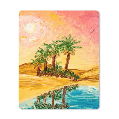 Produktbild von MuchoWow® Mauspad Mousepad Gemälde - Öl - Palme - Natur - Wasser 30x40 cm - Mousepads - Maus Mat - Pad - Mausunterlage - Mausmatten