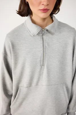 Produktbild von Sweatshirt mit halbem Reißverschluss, Grey, L