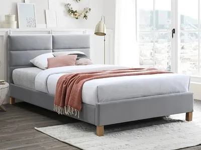 Produktbild von Gepolstertes Einzelbett ALMONA – 120x200 cm, Hellgrau