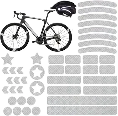 Produktbild von 42 reflektierende Aufkleber, Set mit reflektierenden Aufklebern in verschiedenen Formen, wasserdichte, reflektierende Sicherheitsaufkleber für den Außenbereich