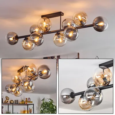 Produktbild von Fossobiubo Deckenlampe aus Metall/Glas in Schwarz/Bernstein/Rauch/Klar