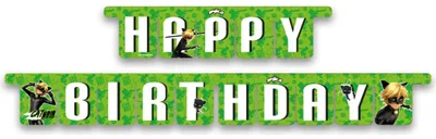 Girlande Happy Birthday, 1 Stück, Polyester/Vinyl, grün, 1-3 m, Geburtstag