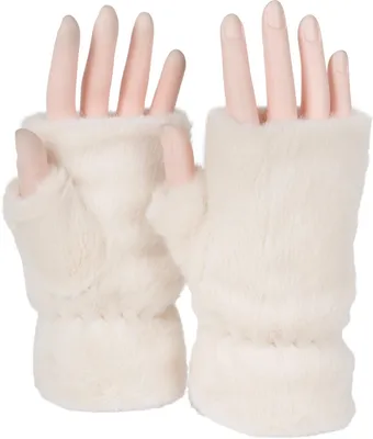 Produktbild von styleBREAKER Damen fingerlose Handschuhe aus kuscheligem Kunstfell – Warme Einfarbige Winterhandschuhe in Teddyfell Optik 09010049