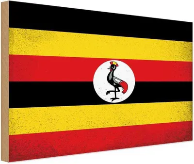 Produktbild von vianmo Holzschild 12x18 cm Uganda Vintage Flagge Fahne Wappen