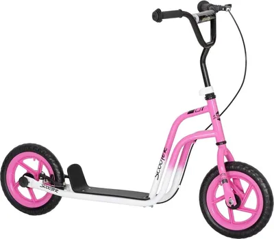Produktbild von Fortuna Lai Kinderroller mit verstellbarem Lenker, große Räder, Parkständer, Handbremse, für Kinder im Alter von 5-12 Jahren, Rosa