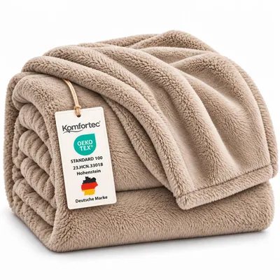 Produktbild von Wohndecke Kuscheldecke 260 g/m², flauschige Wohndecke, Fleecedecke, Beige