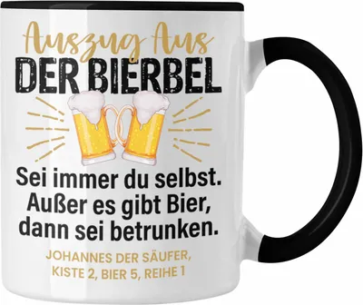Produktbild von Trendation - Bierbel Tasse Geschenk Humor Biertrinker Geschenkidee Lustiger Spruch Männer Humor (Schwarz)