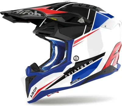 Produktbild von Airoh Aviator 3 Push Motocross Helm, blau/rot, S (55/56)