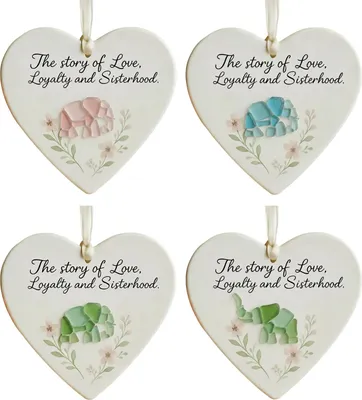 Produktbild von Elefanten-Freundschaftsherz-Ornament aus Acryl, herzförmig, aus Treibglas, Freundschaftsdeko, Treibglaskunst, Weihnachtsschmuck, Geschenk für beste Freunde