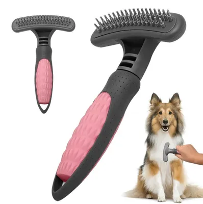 Produktbild von Enthaarrungsbürste für Hunde und Katzen, rosa